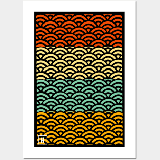 Retro Japanese Clouds Pattern RE:COLOR 09 Posters and Art